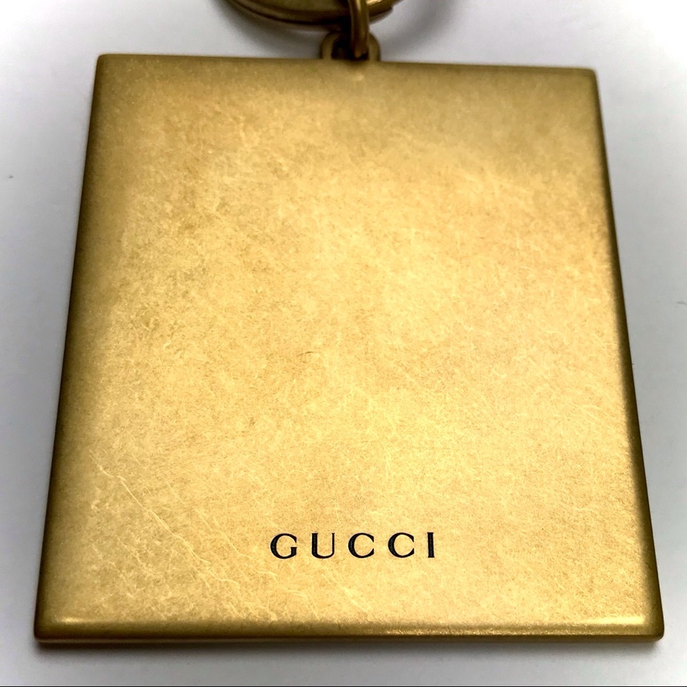GUCCI Brass Logo Store Plaque Keychain Bag Charm Luxury Rare Christmas Porsche - Picture 6 of 8